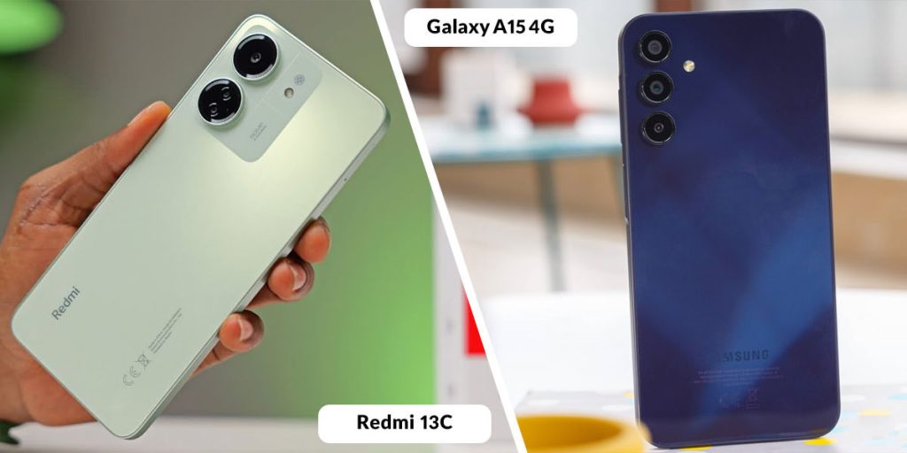 مقایسه طراحی گوشی Galaxy A15 با Redmi 13C