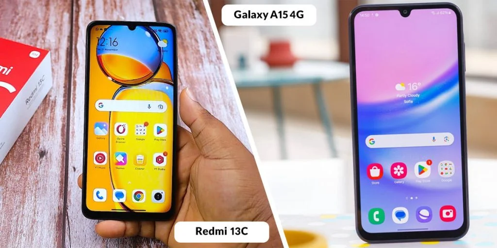 مقایسه صفحه نمایش A15 4G با ردمی 13C