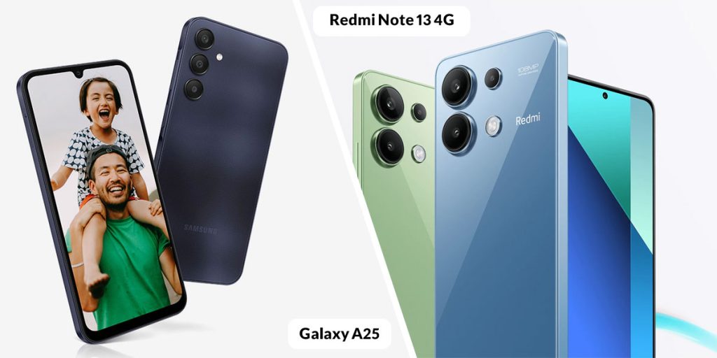 مقایسه طراحی و کیفیت ساخت Redmi Note 13 با Galaxy A25