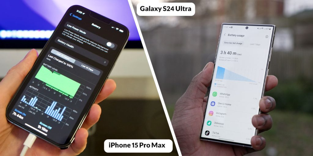 مقایسه باتری Galaxy S24 Ultra با iPhone 15 Pro Max