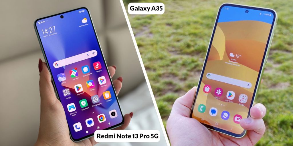 مقایسه صفحه نمایش گوشی گلکسی A35 سامسونگ با Note 13 Pro 5g شیائومی