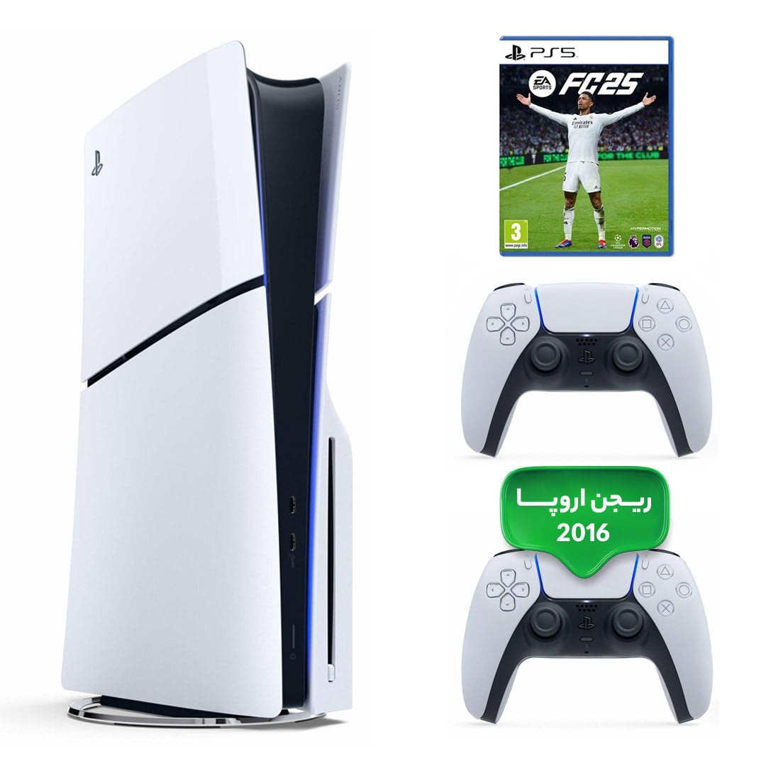 کنسول بازی سونی PlayStation 5 Slim ریجن ۲۰۱۶ اروپا به همراه دسته اضافه و بازی EA Sports FC 25