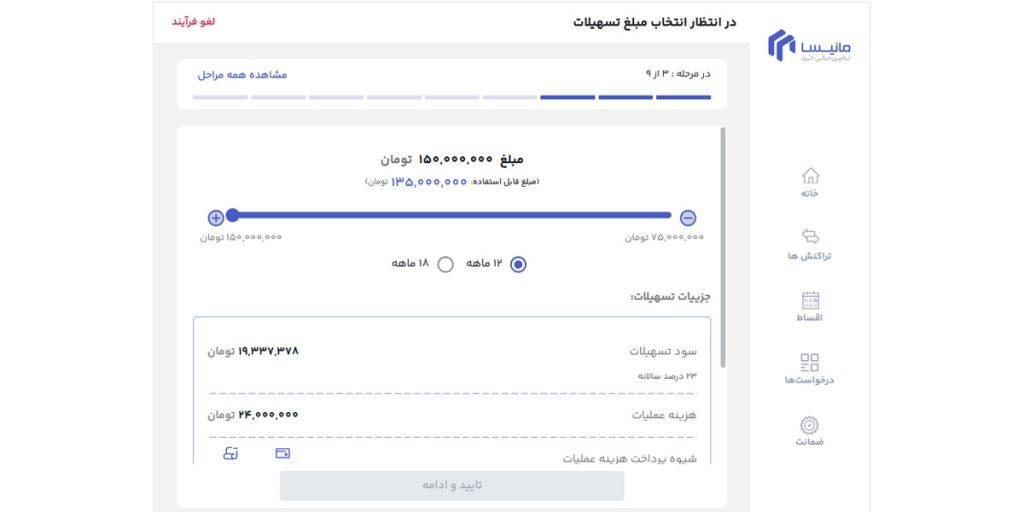 مشاهده جزئیات وام مانیسا 1