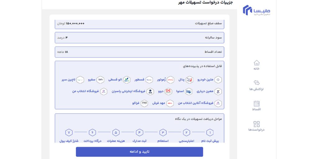 مشاهده مشخصات کلی درخواست وام مانیسا