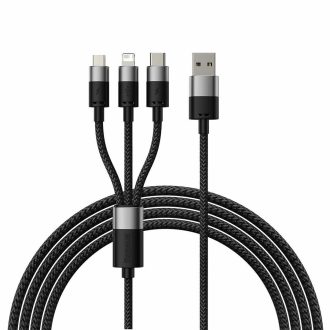 کابل USB Type-A به microUSB، لایتنینگ و USB Type-C بیسوس StarSpeed طول ۱٫۲ متر