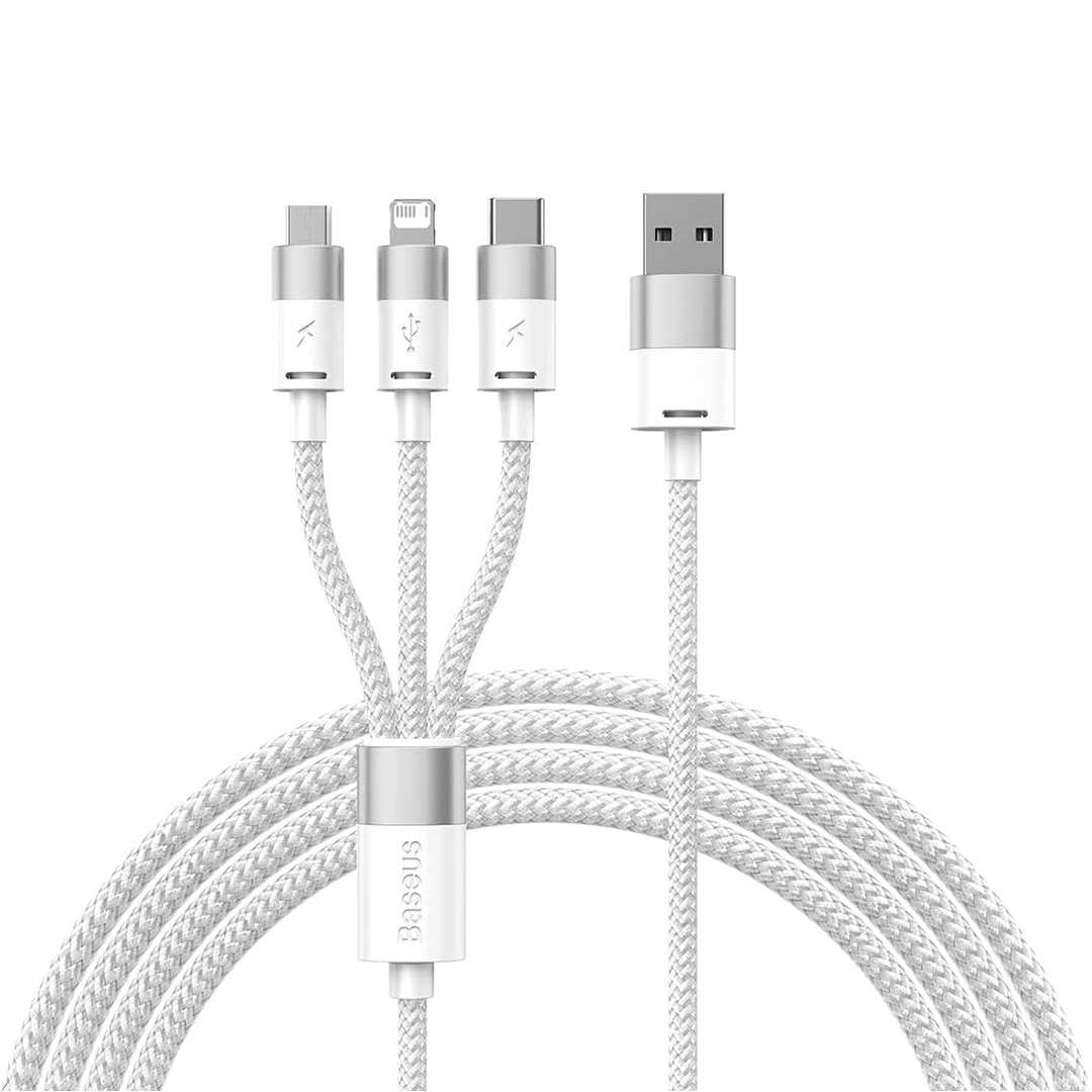 کابل USB Type-A به microUSB، لایتنینگ و USB Type-C بیسوس StarSpeed طول ۱٫۲ متر تصویر دوم