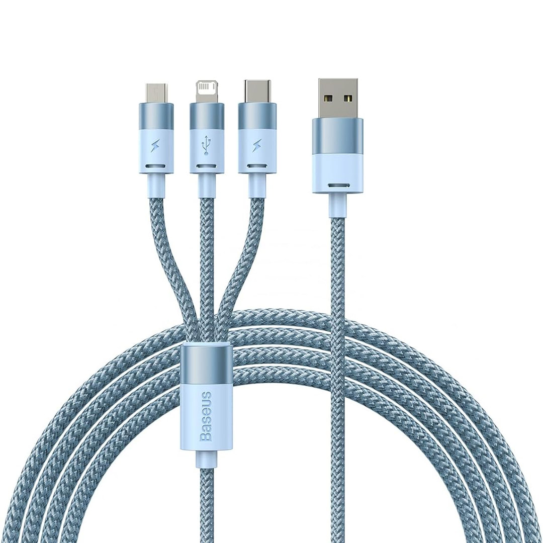 کابل USB Type-A به microUSB، لایتنینگ و USB Type-C بیسوس StarSpeed طول ۱٫۲ متر تصویر سوم
