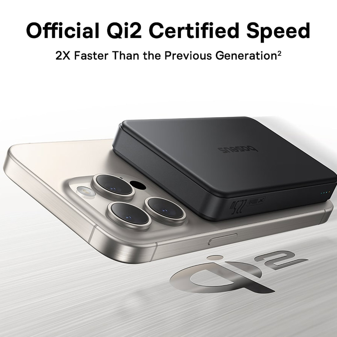 پاوربانک بیسوس Airpow II Qi2 Magnetic ظرفیت 10000 میلی‌ آمپر ساعت با توان ۲۲٫۵ وات تصویر دوم