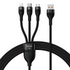 کابل USB Type-C به microUSB، لایتنیگ و USB Type-C بیسوس Flash Series II طول ۱٫۵ متر تصویر اول