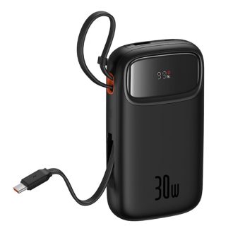 پاوربانک بیسوس QPow2 Dual Cable ظرفیت 20000 میلی‌ آمپر ساعت با توان ۳۰ وات