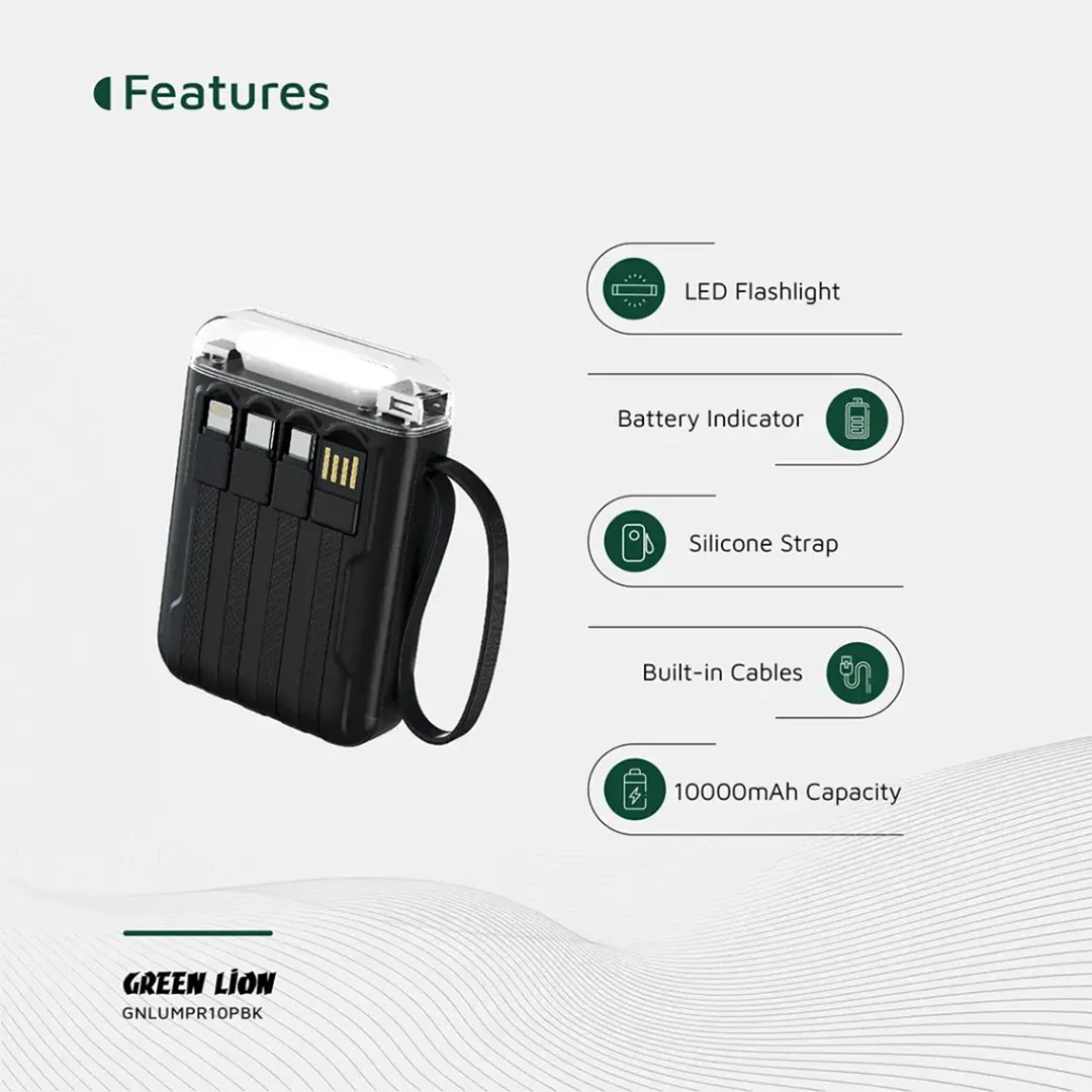 پاوربانک گرین لاین Luma Pro ظرفیت 10000 میلی‌ آمپر ساعت با توان ۱۰٫۵ وات تصویر چهارم