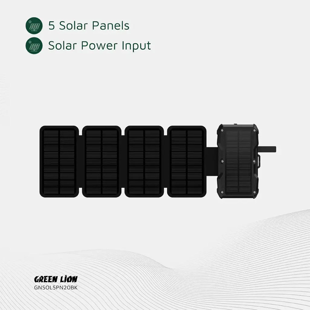 پاوربانک گرین لاین Solar 5-Panel ظرفیت 20000 میلی‌ آمپر ساعت با توان ۲۰ وات تصویر سوم